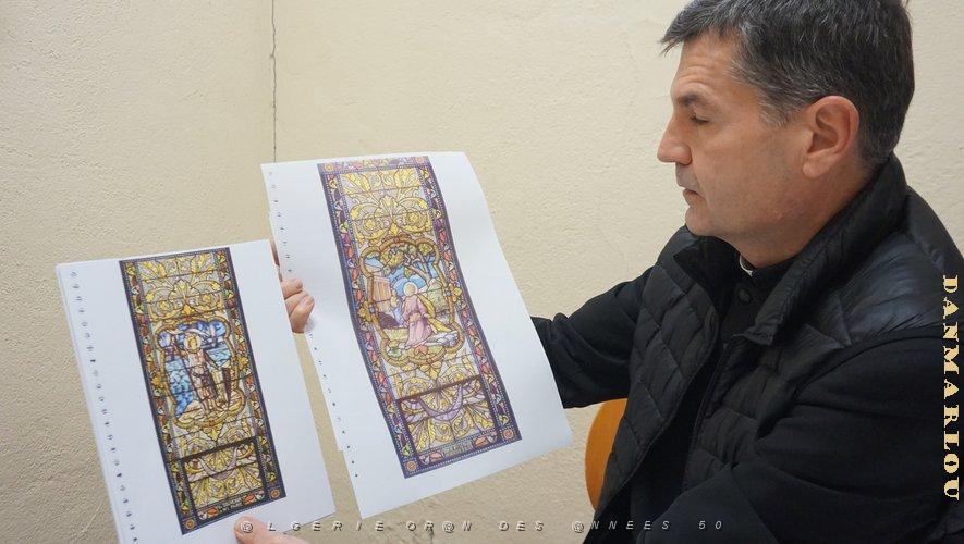 CHERCHELL EGLISE A CAGNES SUR MER LE PROJET 2 DES 14 VITRAUX  AVEC L ABBE LANGIER  .jpg -                                